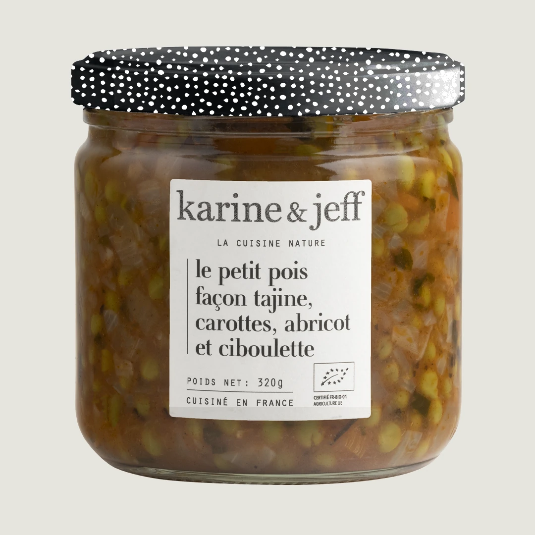 Piselli in stile tajine con carote, albicocche ed erba cipollina