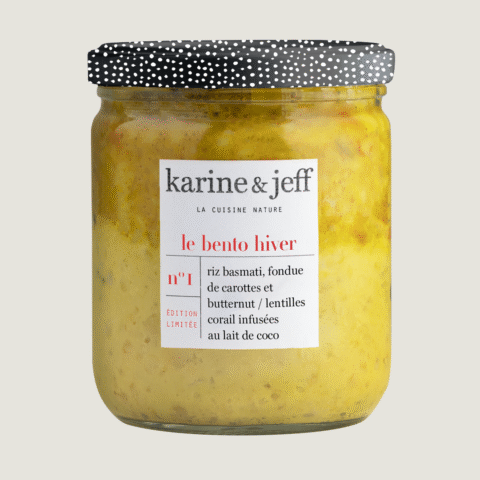 Riso basmati, fonduta di carote e zucca butternut / lenticchie rosse al latte di cocco