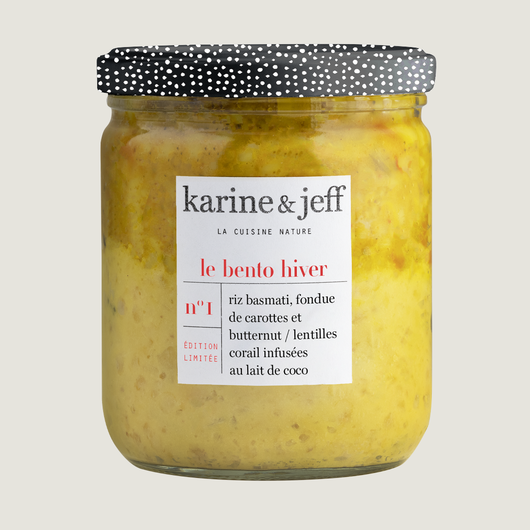 Riso basmati, fonduta di carote e zucca butternut / lenticchie rosse al latte di cocco