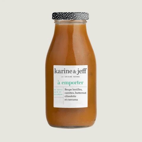 Zuppa di lenticchie, carote, zucca butternut, erba cipollina e curcuma 0,25 L
